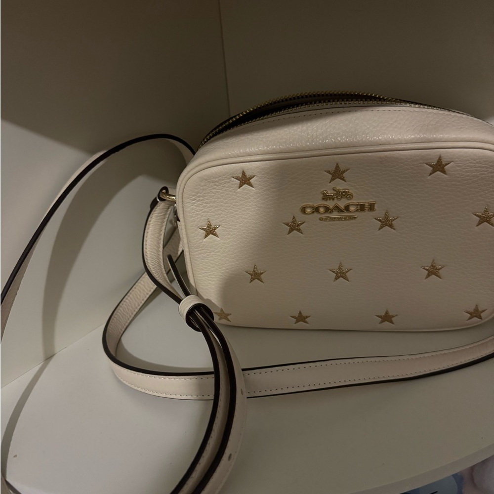 Coach Cream and Gold Star Crossbody Bag